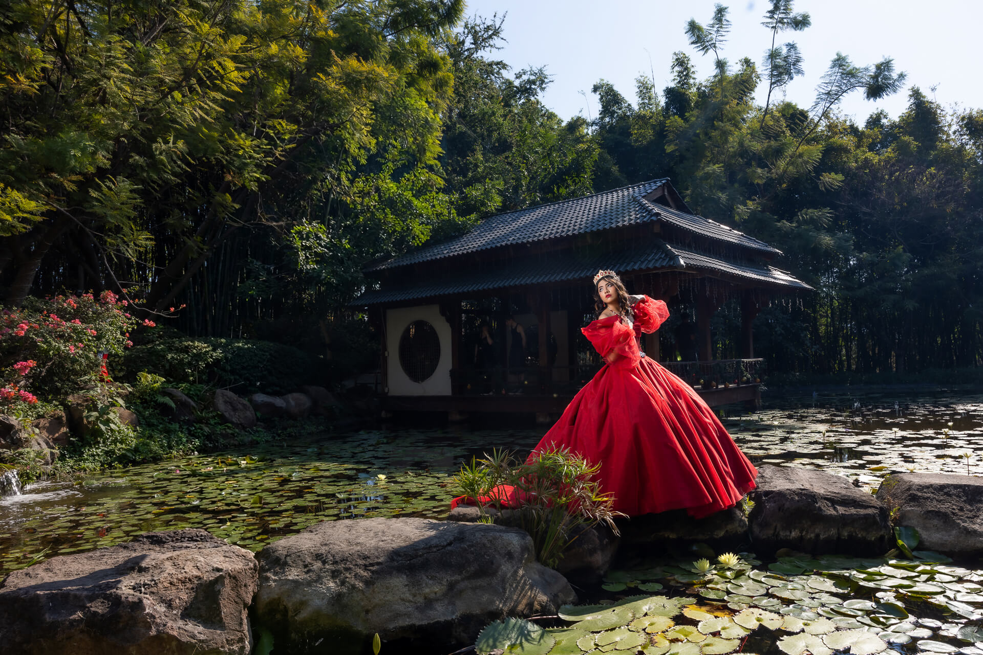 Sesión de fotos de XV años en Jardines de México